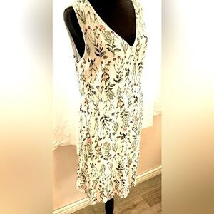 Rachel Ashwell Cottagecore Botanical Midi Dress V-neck Sleeveless Garden Style